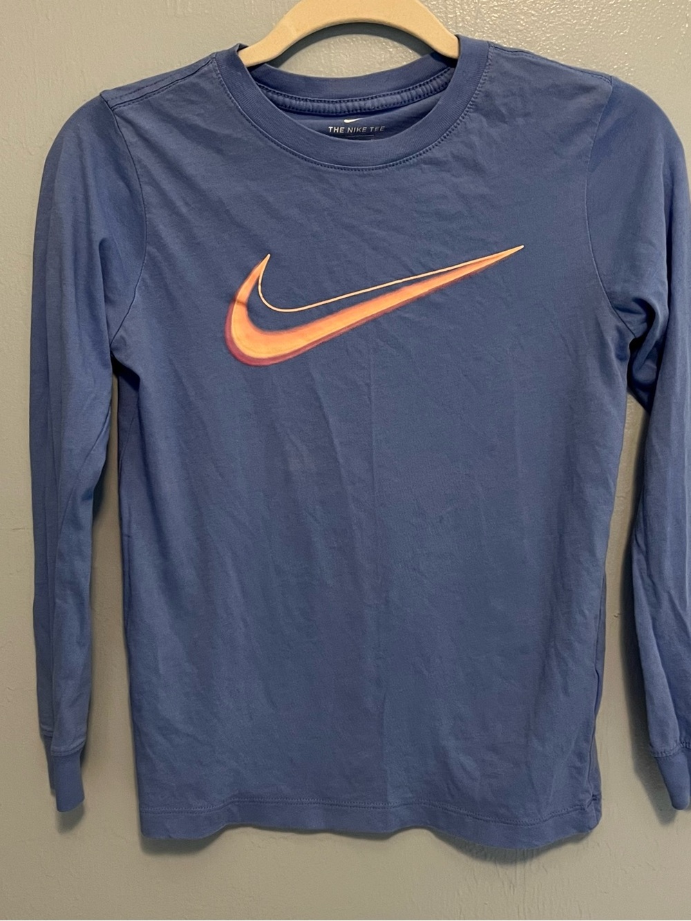 Nike Women’s Long-Sleeve Crew Tee - Navy with Orange Swooshx